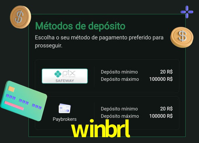 O cassino winbrl oferece uma grande variedade de métodos de pagamento